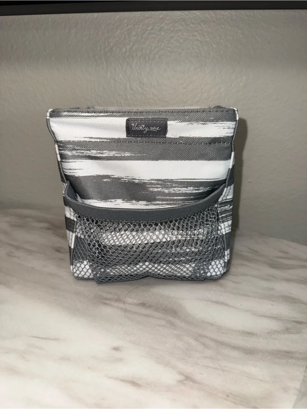 Thirty one carry all in one tote grey striped